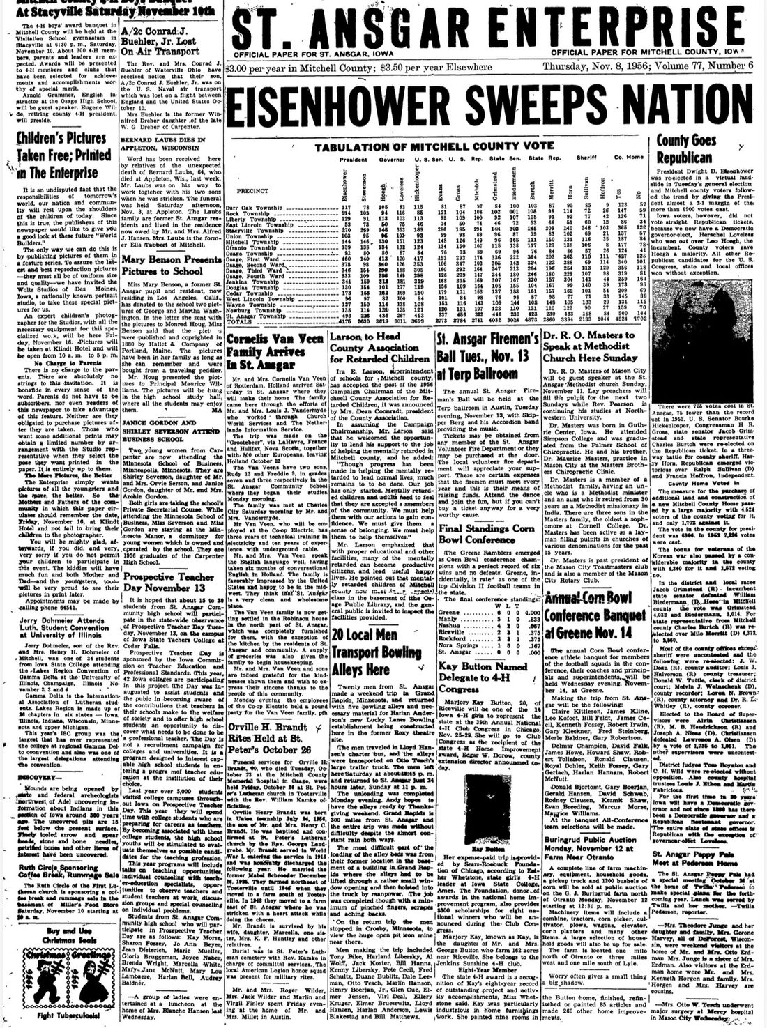 1956 Enterprise front page